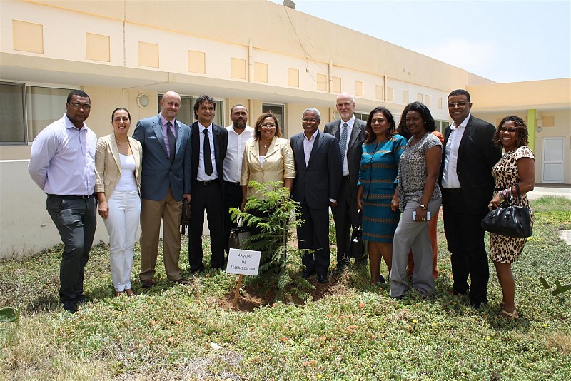 A tree was planted in front of Sal Rei Hospital to mark inauguration of National Telemedicine Program in Cape Verde