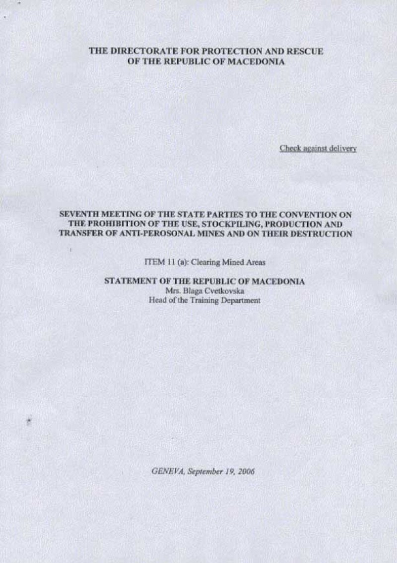 Macedonia achieved mine free status
