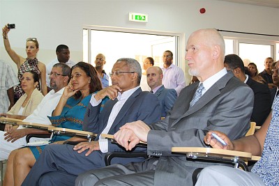 Her Excellency Dr Cristina Fontes Lima, Minister of Health CV, His Excellency Dr Jose Maria Neves, Prime Minister CV and Ambassador Mitja Štrukelj, Director General of Slovenia`s Development Cooperation Department