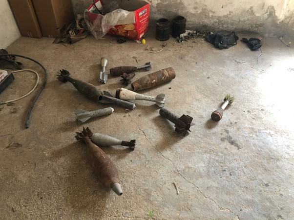 Explosive items located in a residential area